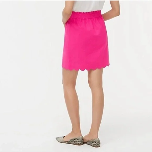 J. Crew Linen Cotton Scalloped Mini Skirt Pink Lined Women’s Size 2 - Picture 11 of 11